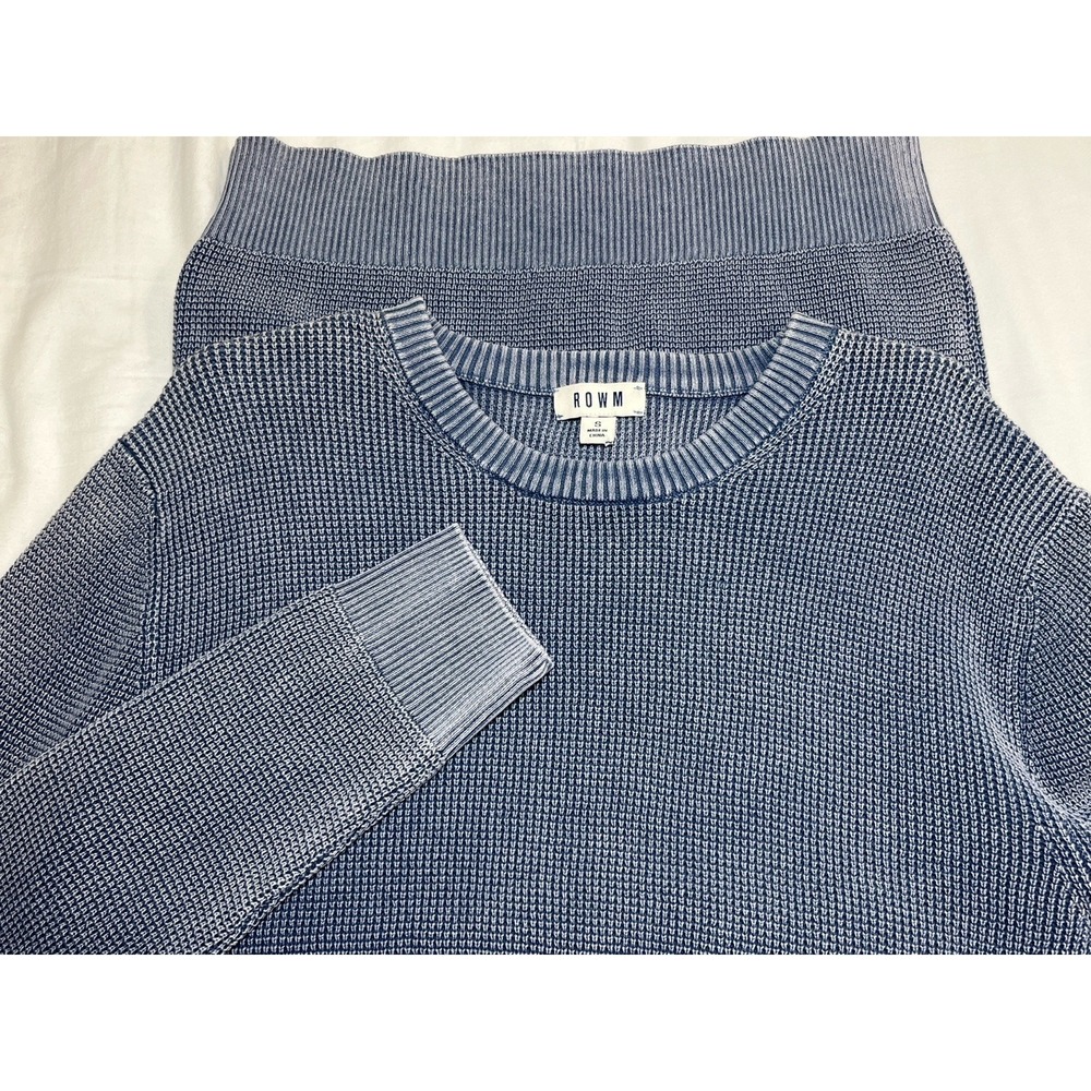 ROWM Sweater Womens S Small Textured Knit Pullover Fisherman 100% Cotton Blue - Picture 6 of 9